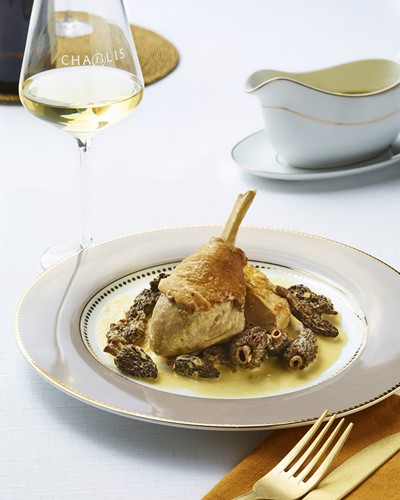 Poularde de Bresse aux morilles et Chablis Grand cru Grenouilles